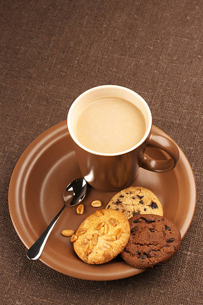 différents cookies et café - nobody food canvas peanut photos et images de collection