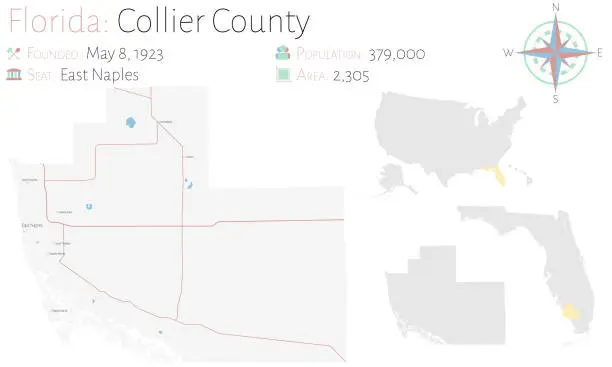 Vector illustration of Map of Collier County in Florida