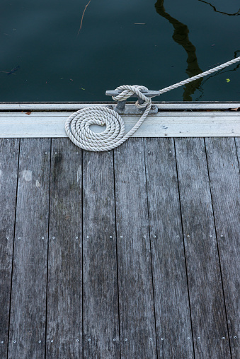 View of the water from the end of an old pier.