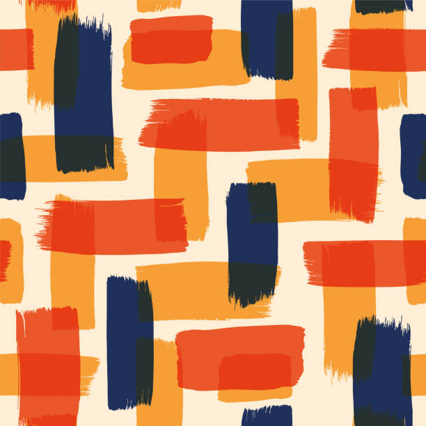 abstrakcyjny bezszwowy wzór z kolorowymi pociągnięciami pędzla. - vector pattern cotton square shape stock illustrations