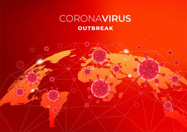 Vector illustration of The coronavirus Covid-19 outbreak in the world