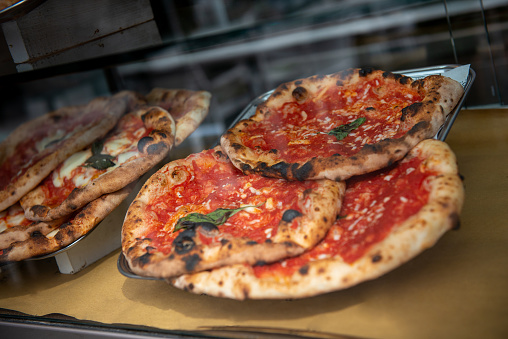 Pizzas at a Neapolitan street vendor