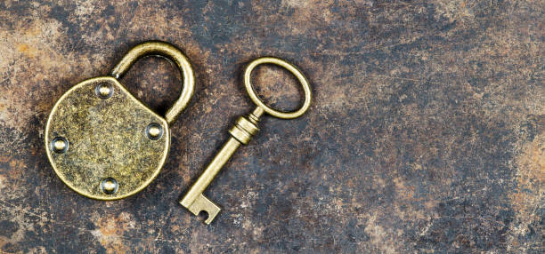 istock Locked padlock and key, quarantine viral, coronavirus concept, banner 1215957146