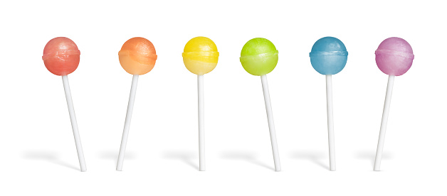 Colorful lolipops on white with clipping path. This file is cleaned and retouched.