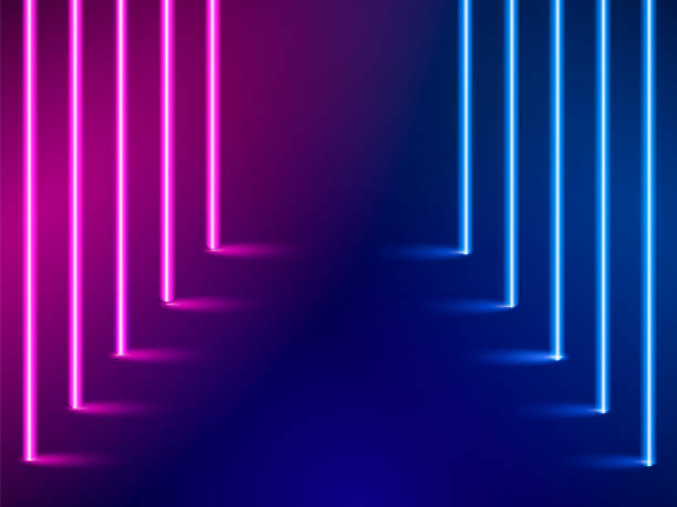 istock Neon striped lighting. Abstract background. Vector stock illustration for poster 1215957465