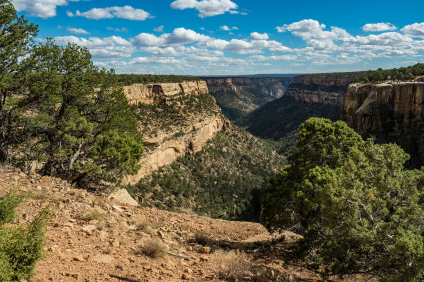 istock Looking down the valley in Mesa Verde National Park having a beautiful scenery with clouds 1215961196