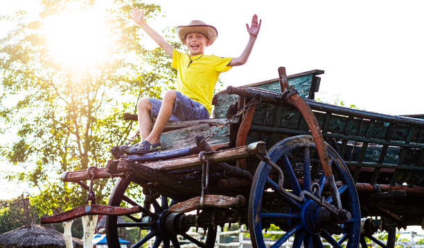 Little boy on carriage