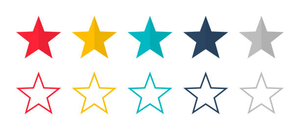 ilustrações de stock, clip art, desenhos animados e ícones de stars vector isolated colored icon. linear colored stars. set of colored stars symbol or signs. - celebrities