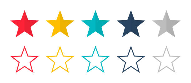 Stars vector isolated colored icon. Linear colored stars. Set of colored stars symbol or signs. Stars vector isolated colored icon. Linear colored stars. Set of colored stars symbol or signs. EPS 10 celebrities illustrations stock illustrations
