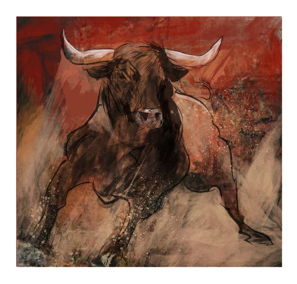 byk podczas corrida w portugalii - bull stock illustrations