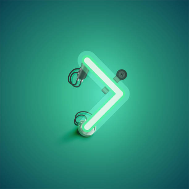 istock Green realistic neon character with wires and console from a fontset, vector illustration 1215973578