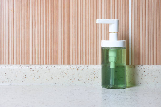 Soap dispenser on the kitchen counter