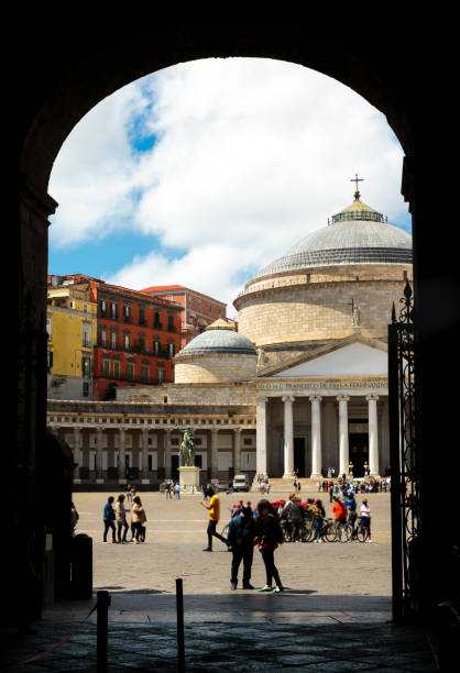 Piazza del Plebiscito in Naples, Italy San Francesco di Paola Church on Naples main square - Piazza del Plebiscito. Photo taken with Canon 5D Mark IV piazza plebiscito stock pictures, royalty-free photos & images