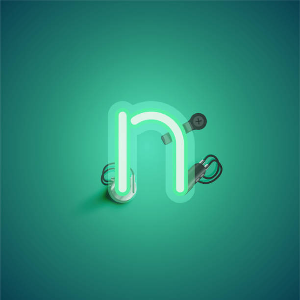 istock Green realistic neon character with wires and console from a fontset, vector illustration 1215974397