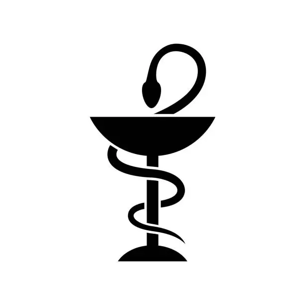 Vector illustration of Pharmacy snake symbol. Simple flat illustration isolated on white background.
