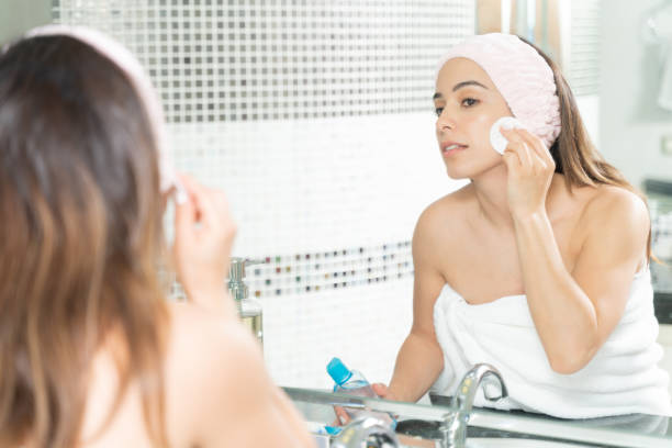 istock Removing makeup in the bathroom 1215978124