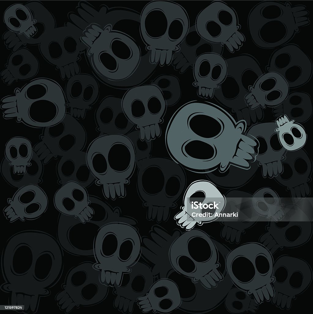skulls w gray - Grafika wektorowa royalty-free (Czarno biały)