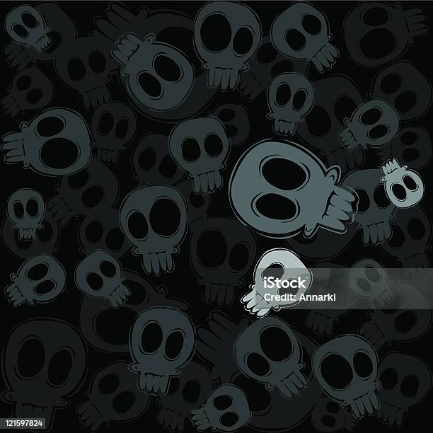 Skulls A Cinzento - Arte vetorial de stock e mais imagens de Banda desenhada - Produto Artístico - Banda desenhada - Produto Artístico, Cinzento, Crânio Animal