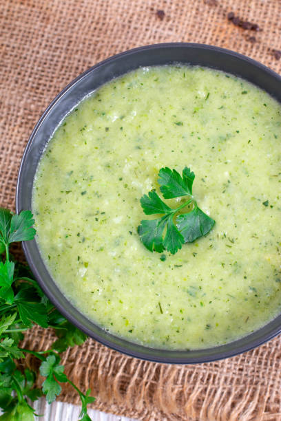 istock Zucchini cream soup in a bowl 1215981635