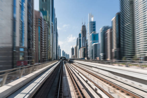istock Dubai Metro Riding through Downtown 1215981838
