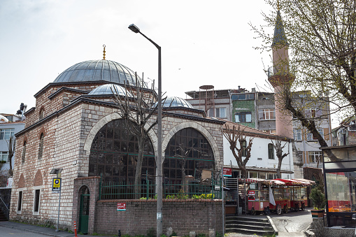 Exterior view of the three-mihrab of the mosque in Eminonu, Istanbul. This small but interesting historical mosque built the time of Mehmet the conqueror, 15th century.