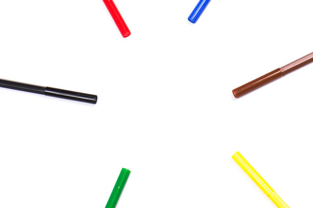 istock Colorful marker pen set on isolated background with clipping path. Vivid highlighter and blank space for your design or montage. 1215986997