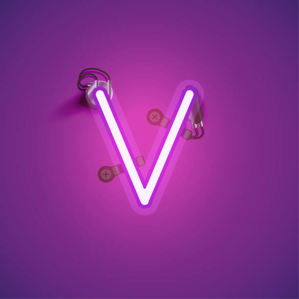 istock Pink realistic neon character with wires and console from a fontset, vector illustration 1215989042