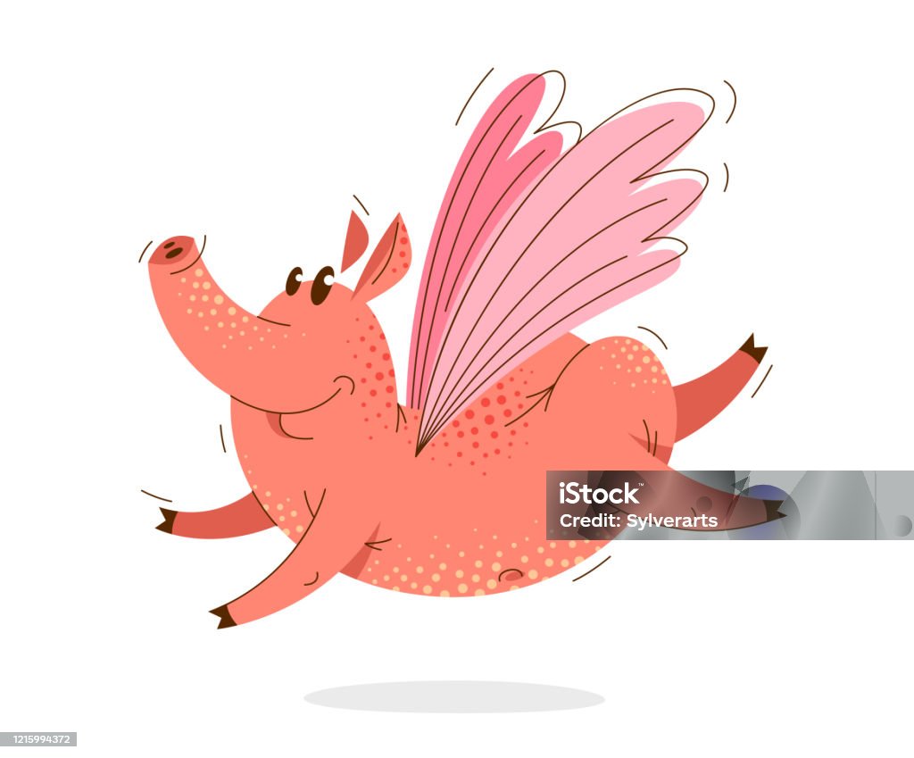 Ilustración de Divertido Cerdo De Dibujos Animados Con Alas De Mariposa  Volando Fácil Ilustración Vectorial Dibujo Porcino Personaje Animal y más  Vectores Libres de Derechos de Cerdito - iStock