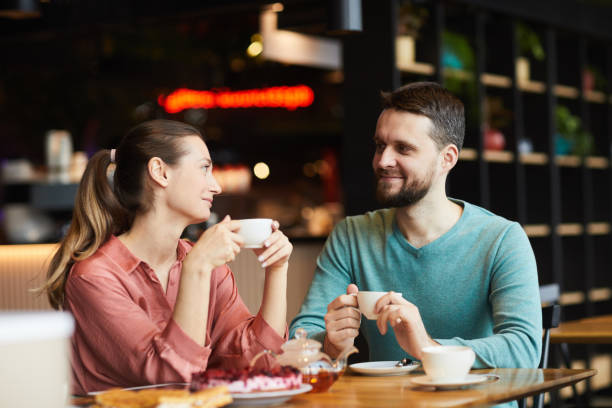istock Couple have a date in cafe 1216004288