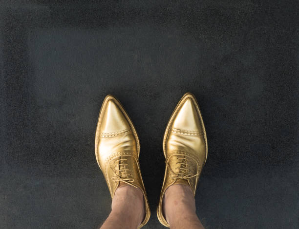 Ladies silver shoes from genuine leather and high heel