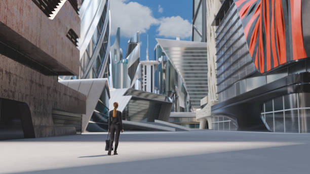 istock One person in an empty futuristic city 1216009885