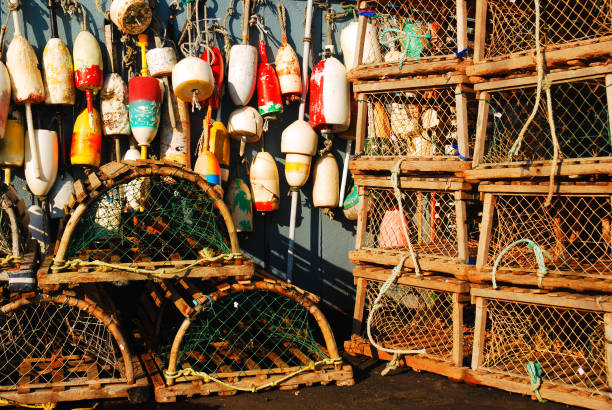 istock Lobster traps and buoys 1216010436