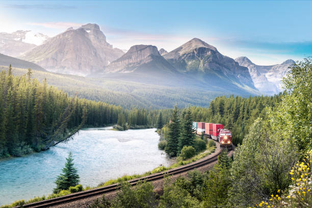 parc national de morant’s curve banff, alberta canada - bow valley photos et images de collection