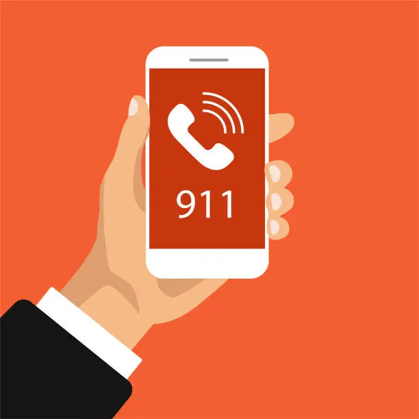 Vector illustration of Emergency call button 911.