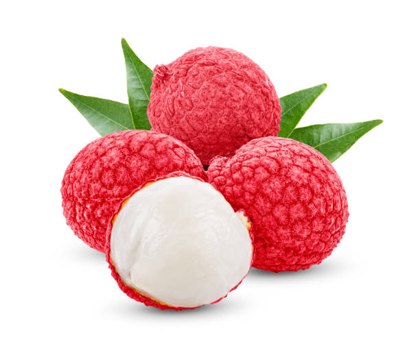 istock Lychee with leaves isolated on white background 1216017859
