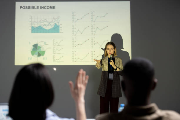 istock Answering questions of audience 1216019432