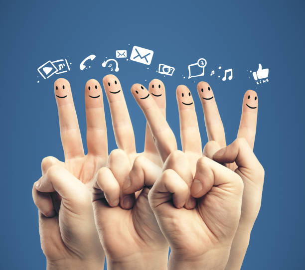 istock Group of finger smileys 1216021186