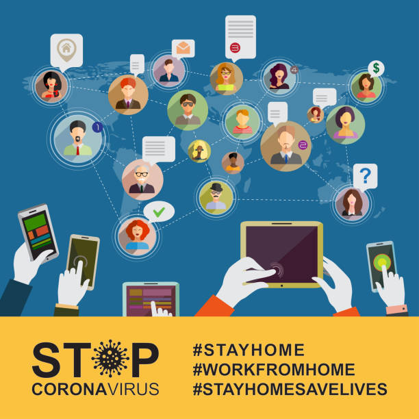 istock Coronavirus Social network  flat concept  for hospitals, medical facilities. 1216022311