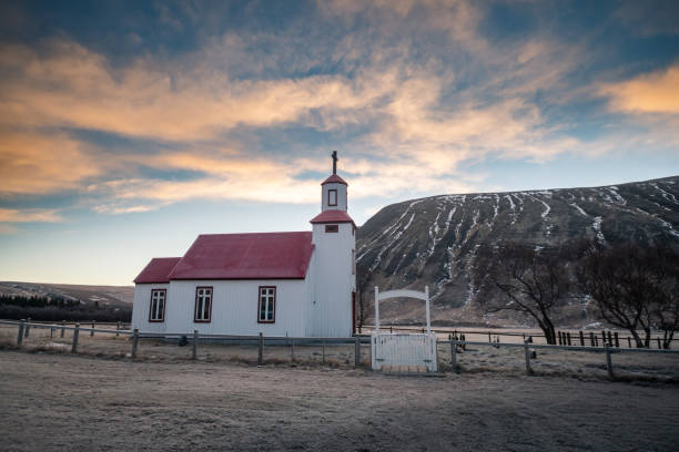 istock Beautiful small red church in Iceland 1216022466