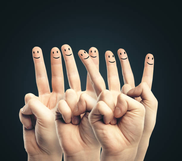 istock Group of finger smileys 1216022829
