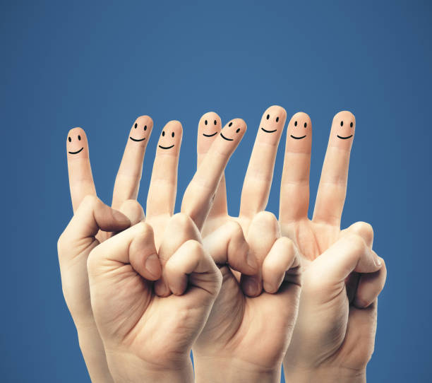istock Group of finger smileys 1216022932