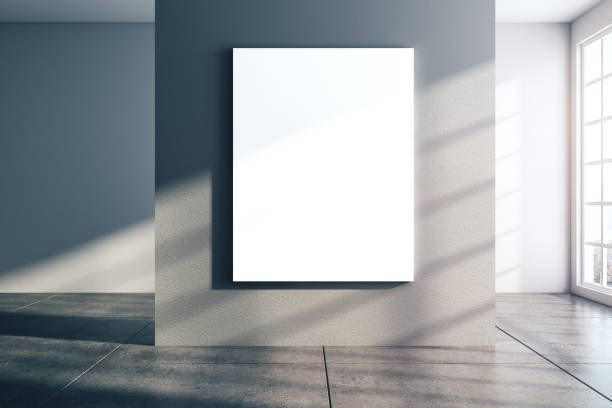 istock Contemporary concrete interior with empty banner 1216023859