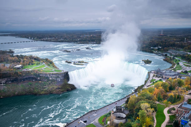 istock Niagara waterfall from above, Aerial view of Niagara waterfall. 1216024558