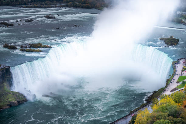 istock Niagara waterfall from above, Aerial view of Niagara waterfall. 1216024562