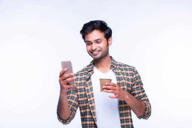 istock Indian man using mobile phone. stock photo 1216024721