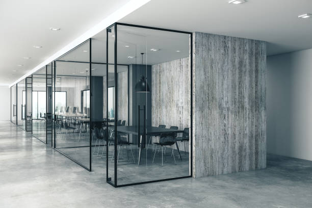 istock Contemporary coworking office interior with copy space on wall 1216026286
