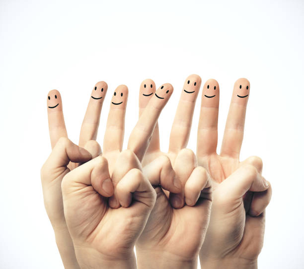istock Group of finger smileys 1216027521
