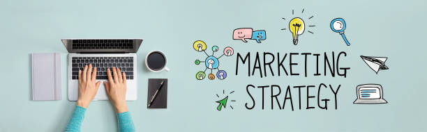 istock Marketing strategy with person using laptop 1216027805