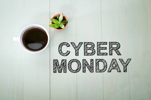 istock Cyber Monday text with a cup of coffee 1216027844