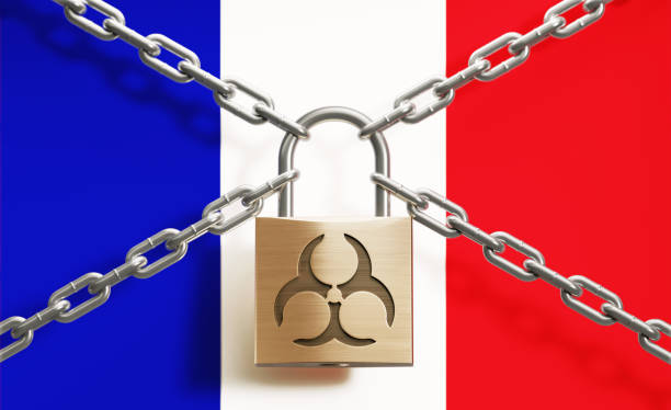 istock Padlock and Chain on French Flag 1216032111
